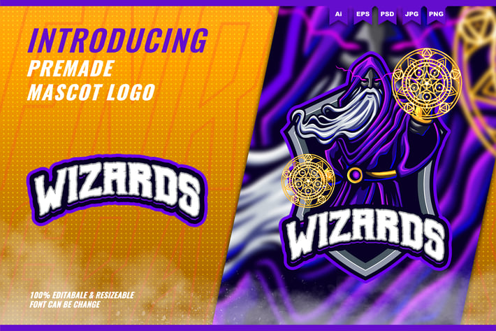 Dark Wizard Magician - Mascot Esport Logo Template