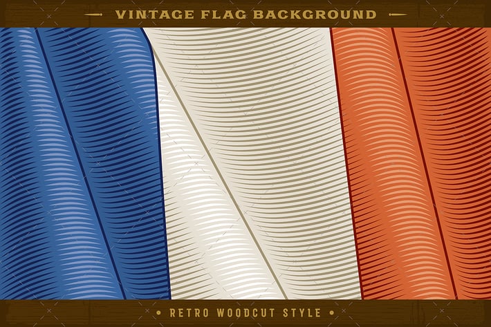 Vintage Flag Of France. Close-up Background