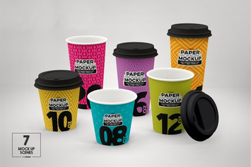Paper Hot Drink Cups Packaging Mockup