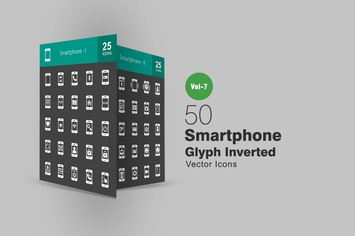 50 Smartphone Glyph Inverted Icons