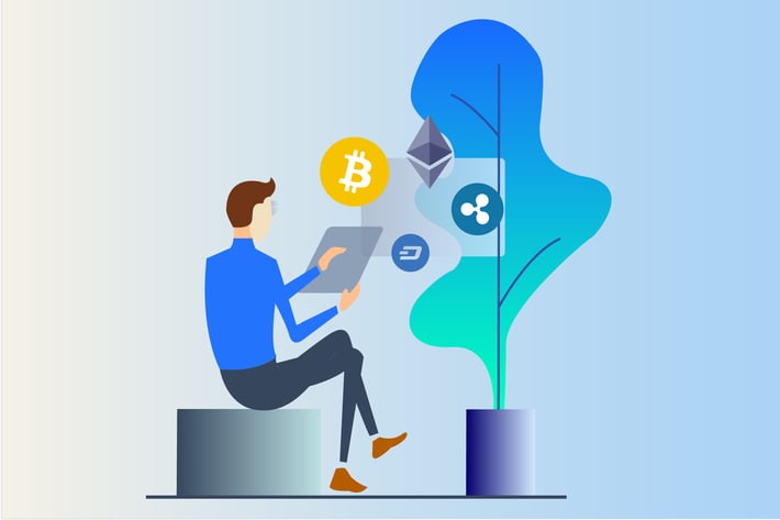 Cryptocurrency Business 2D Illustration 