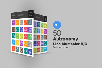 50 Astronomy Line Multicolor Icons