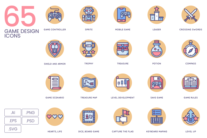 65 Game Design Icons
