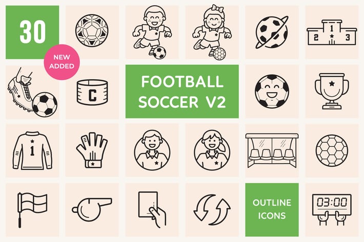 Soccer / Football Outline Icons Volume 02