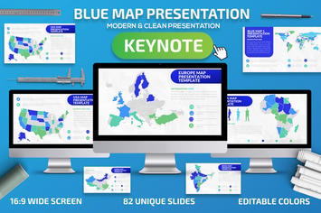 Blue Map Keynote Presentation Template