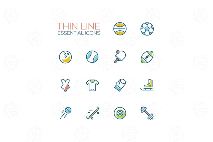 Sports - modern vector thin line icons set