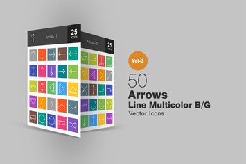 50 Arrows Line Multicolor Icons