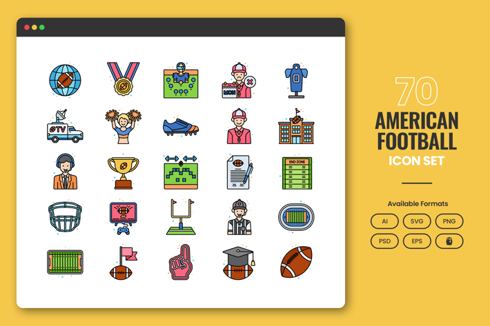 70 American Football Icons