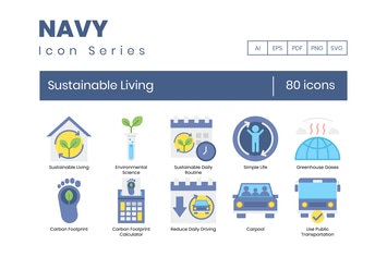 80 Sustainable Living Icons