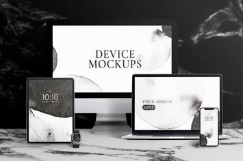 Set of digital device screen mockup