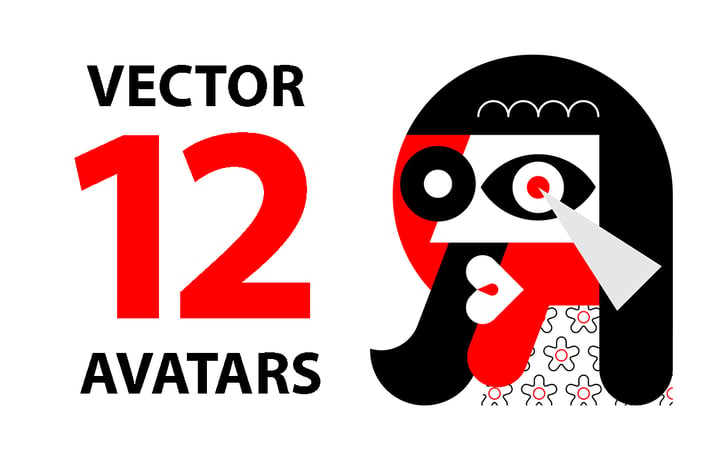 12 Red and Black Vector Avatars