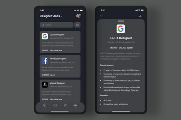 Job offers app - Dark Mode (iOS) 