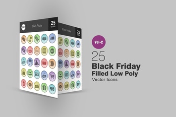 25 Black Friday Filled Low Poly Icons