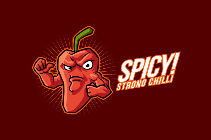 Strong Red Chilli Pepper Mascot Logo
