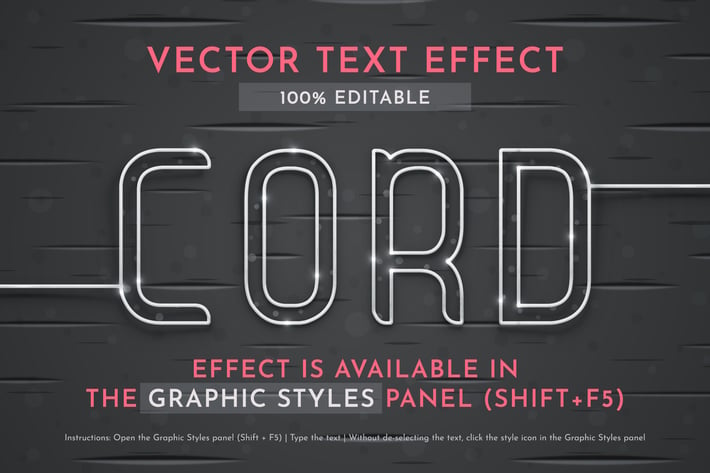 White Cord Editable Text Effect, Graphic Style