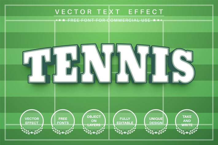Tennis sport  - editable text effect,  font style
