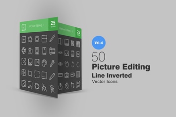 50 Picture Editing Line Inverted Icons