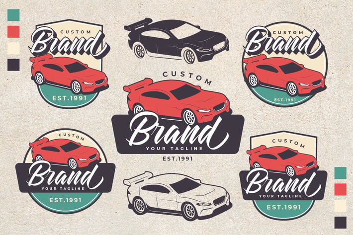 Racing Car Theme Vintage Logo 