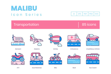 85 Transportation Line Icons