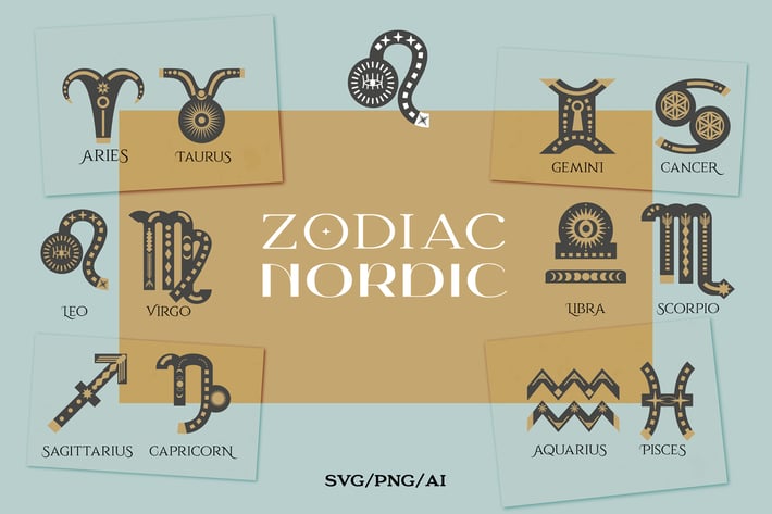 Zodiac signs. Astrology signs set