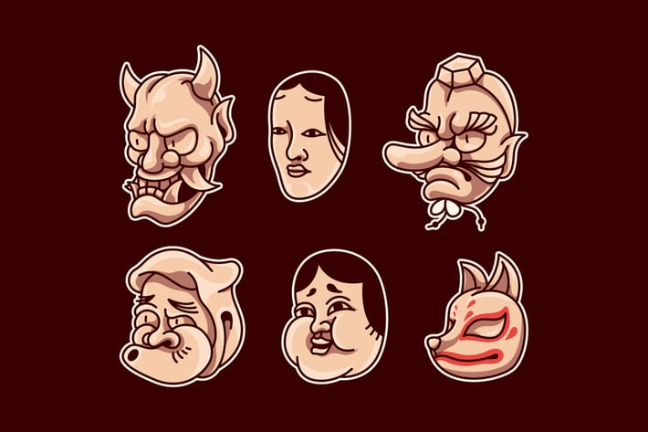 Japanese Folklore Masks