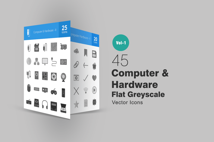 45 Computer Greyscale Icons