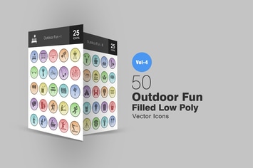 50 Outdoor Fun Filled Low Poly Icons