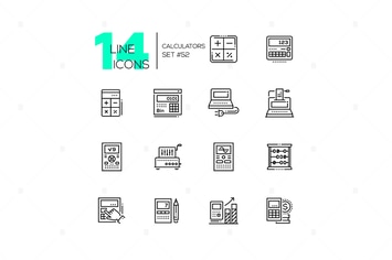 Calculators - modern line design icons set