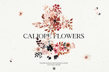 Caliope Flowers - watercolor clipart set