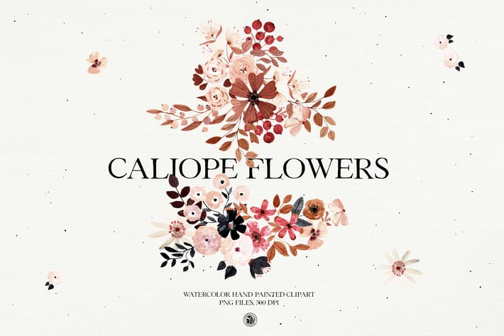 Caliope Flowers - watercolor clipart set