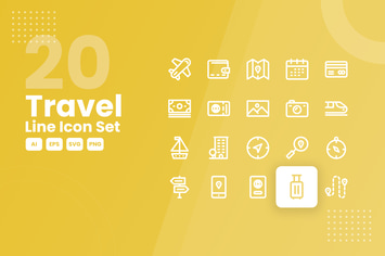 20 Travel Line Icon Set