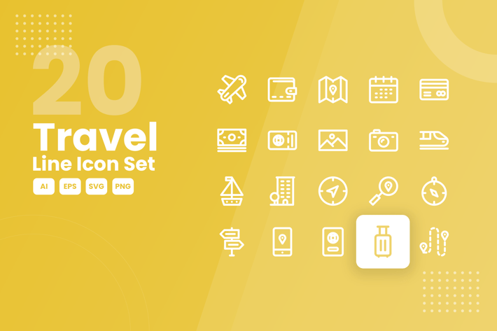 20 Travel Line Icon Set