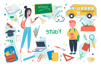 Back to School Set Isolated Elements
