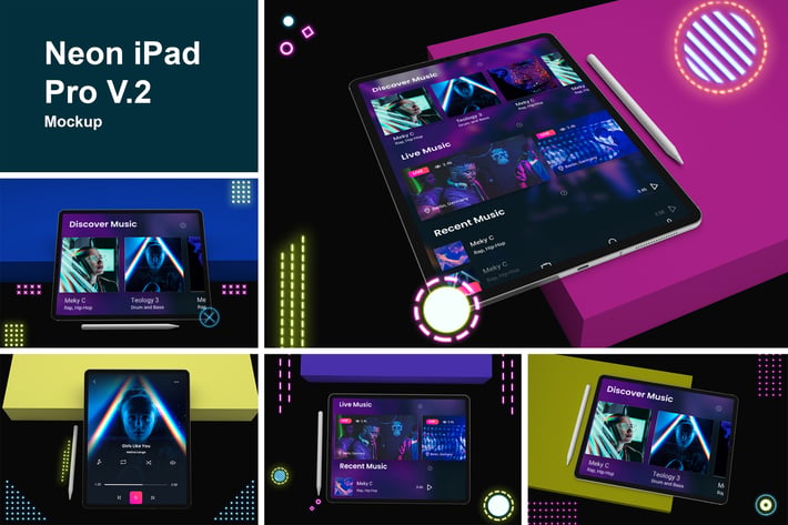 Neon iPad Pro V.2 Mockup