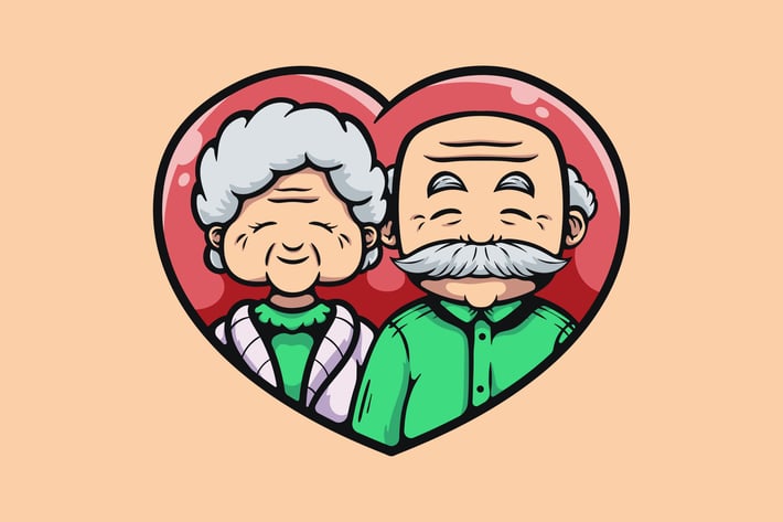 Cartoon Grandparents With Love
