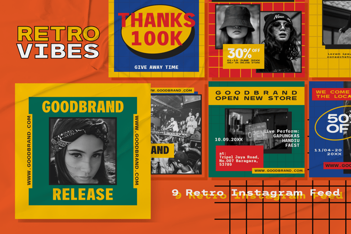 9 Retro Instagram Feed Post Template