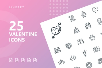 Valentine Line Icons