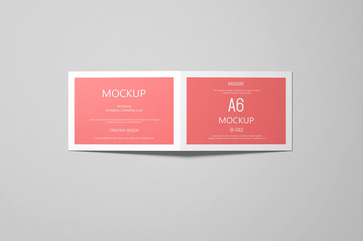 A6 Landscape Greeting Card Invitation Mockup Set 2