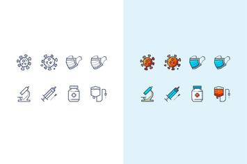 Vector icons about coronavirus and medical mask