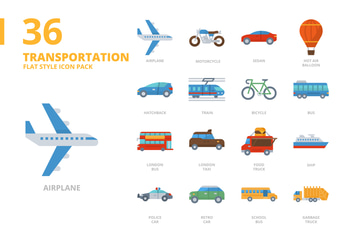 Transportation Flat Style Icon Set