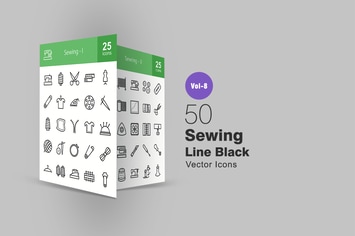 50 Sewing Line Icons