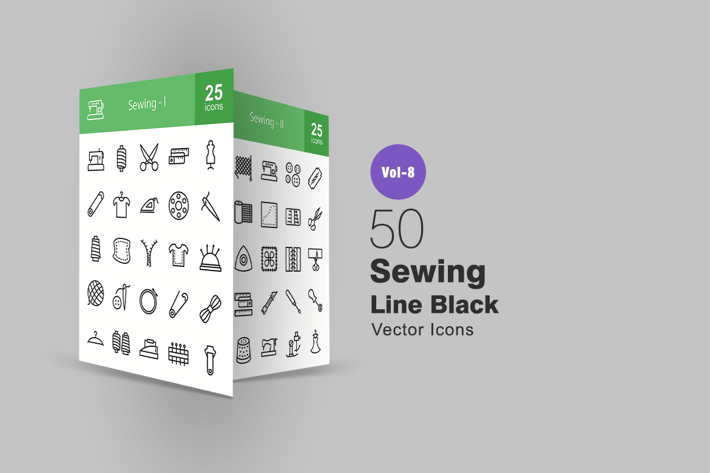 50 Sewing Line Icons