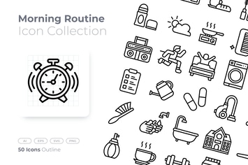 Morning Routine Outline Icon