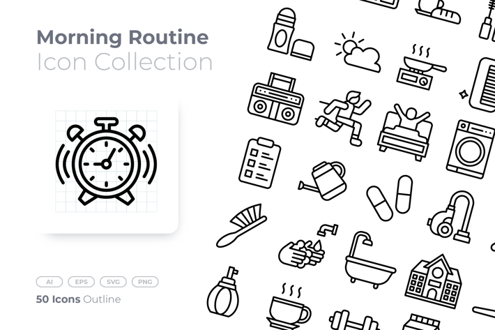 Morning Routine Outline Icon