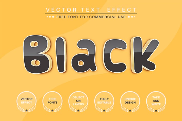 Black reflect - editable text effect, font style