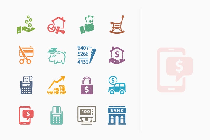 Colored Personal & Business Finance Icons - Set 2