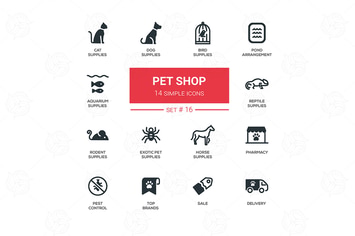 Pet Shop - set of simple icons