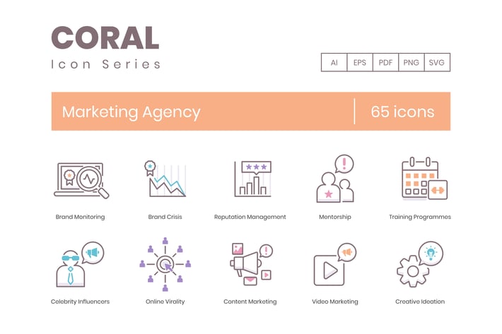 65 Marketing Agency Line Icons