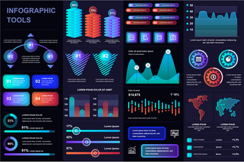 Dark Infographic UI, UX, KIT Elements