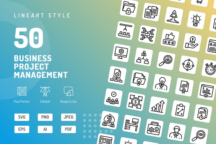 Business Project Management Line Icons